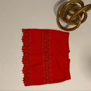 J.Crew Red Daisy Lace Skirt